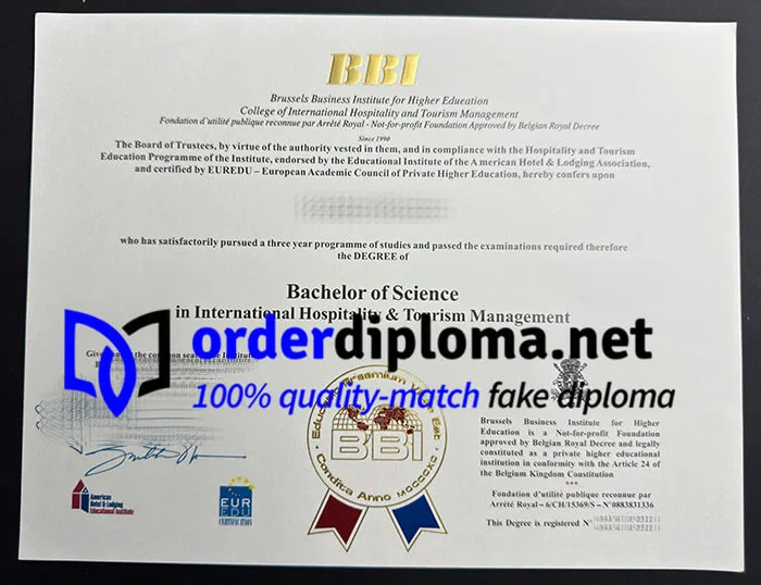 Brussels Business Institute certificate