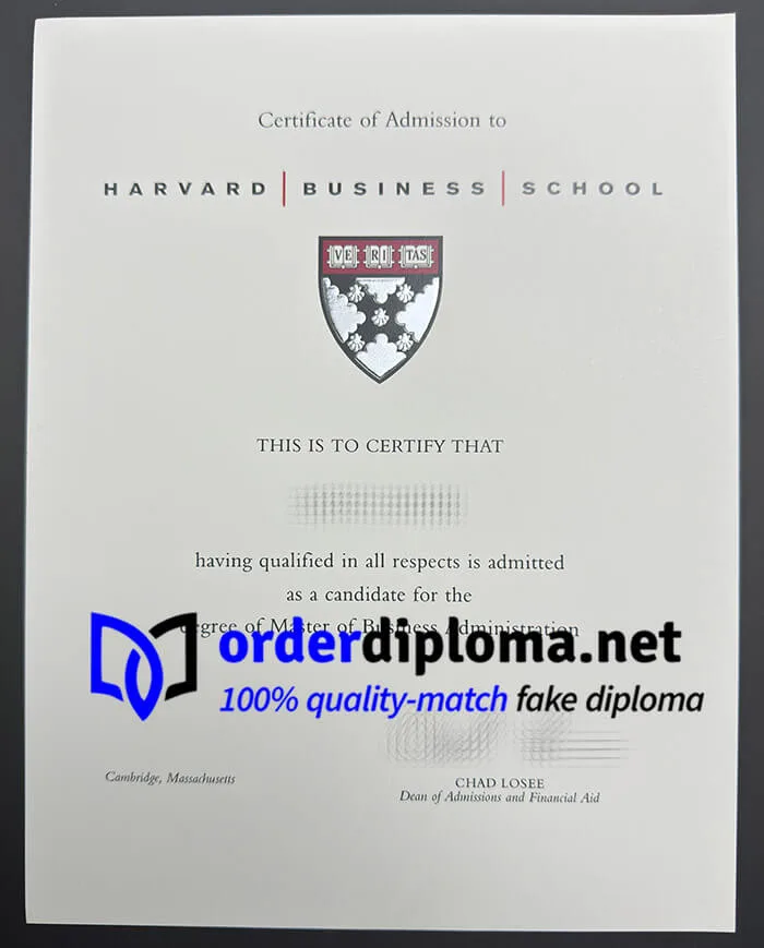 Harvard Business School certificate