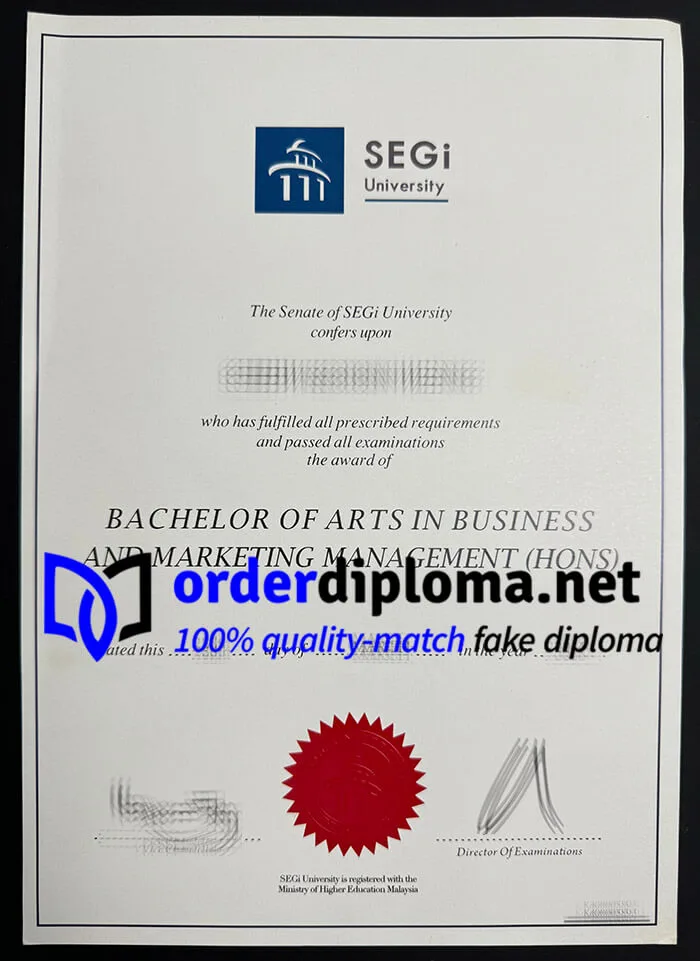 SEGI University diploma. fake SEGI University degree