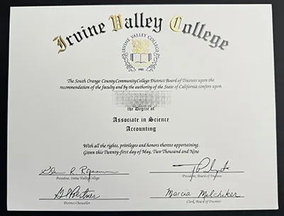 purchase realisitc Iruine Valley College diploma