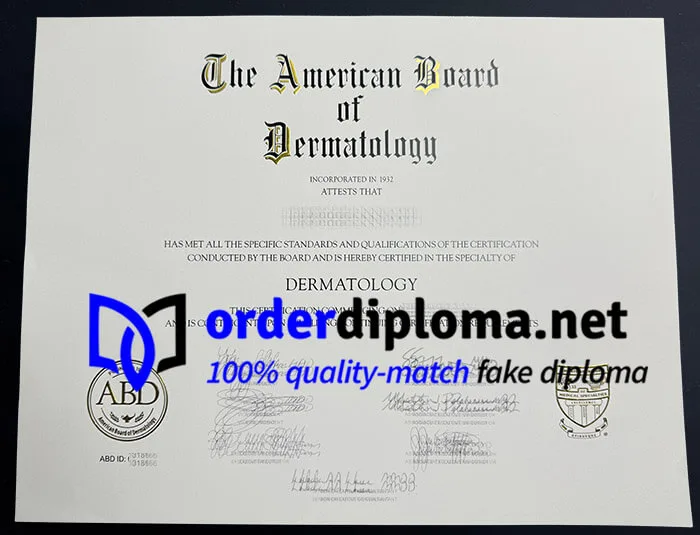 American Board of Dermatology diploma, buy ABD degree online.