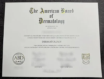 American Board of Dermatology diploma, buy ABD degree online.