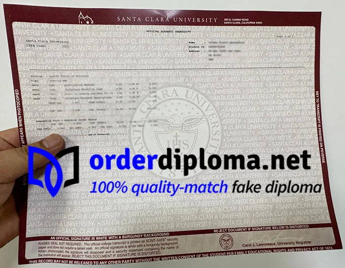 Order Santa Clara University transcript online. fake Santa Clara University transcript.